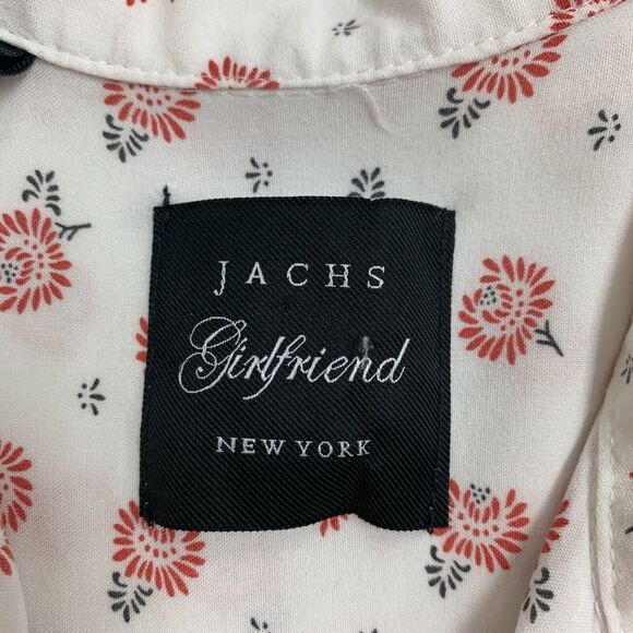 Jachs Girlfriend New York Blouse Womens XS Extra Small White Floral Button Front - Picture 7 of 12
